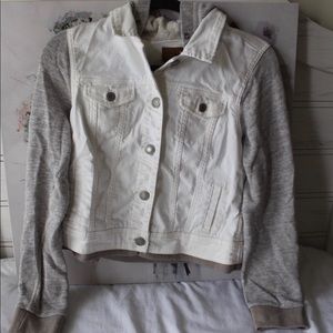 White and Gray American Eagle Denim Jacket